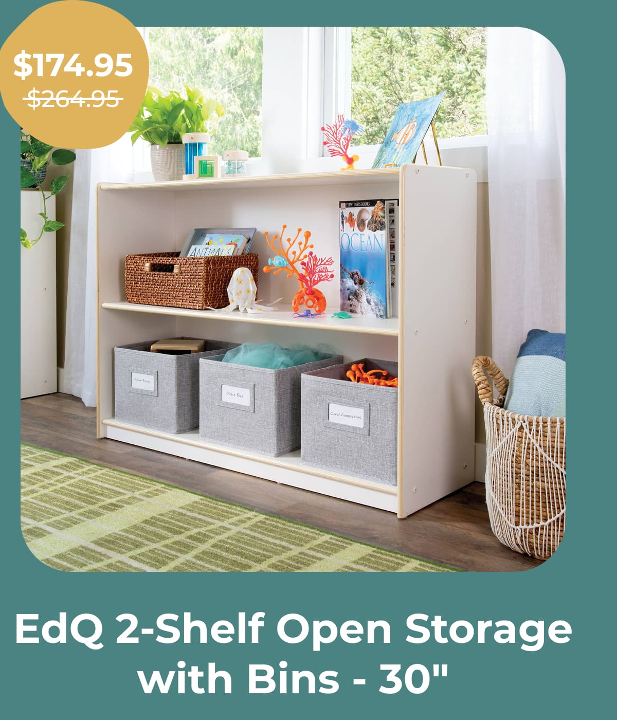 EdQ 2-Shelf Open Storage with Bins - 30"