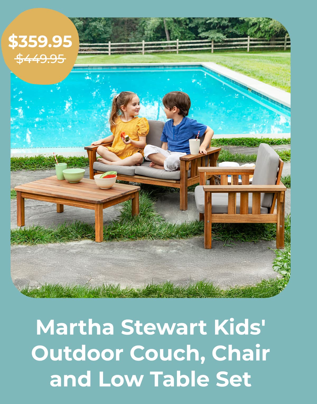 Martha Stewart Kids' Outdoor Couch, Chair and Low Table Set