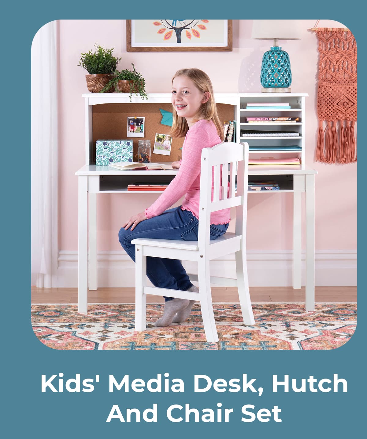 Kids' Media Desk, Hutch and Chair Set