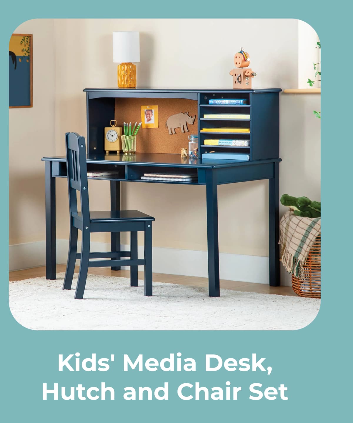 Kids' Media Desk, Hutch and Chair Set