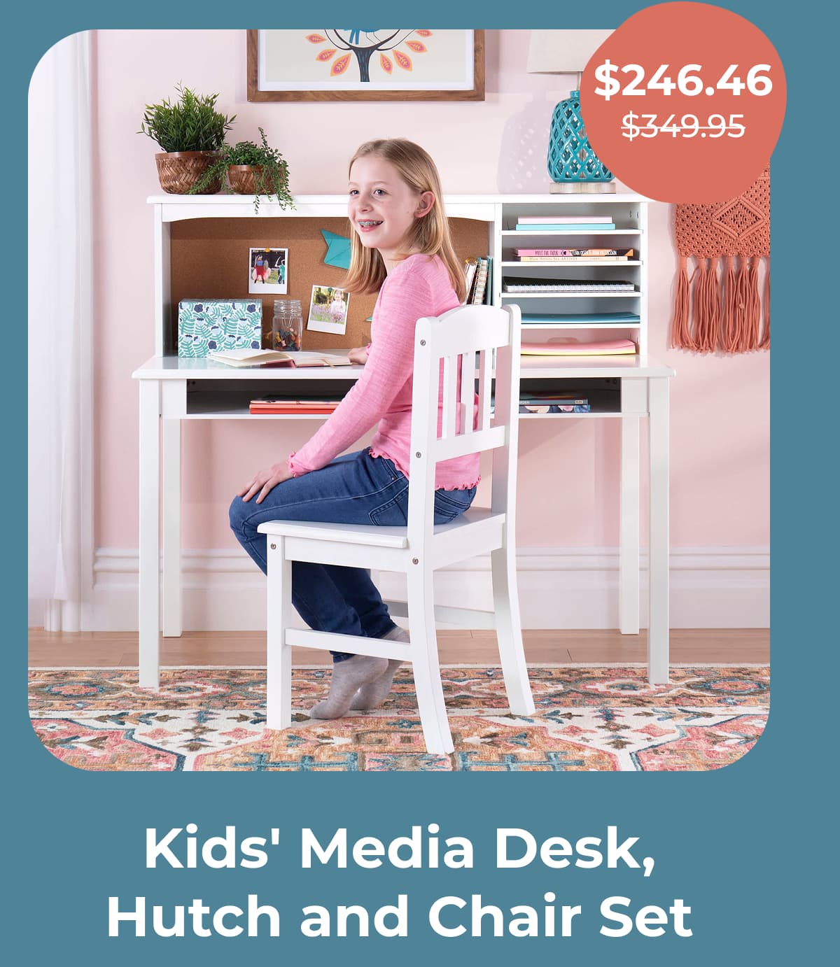 Kids' Media Desk, Hutch and Chair Set