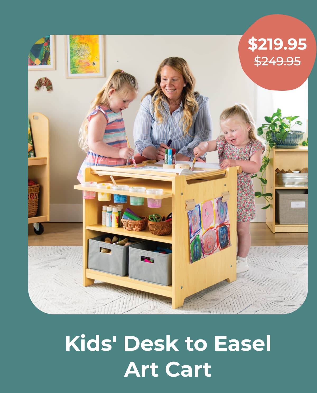 Kids' Desk to Easel Art Cart