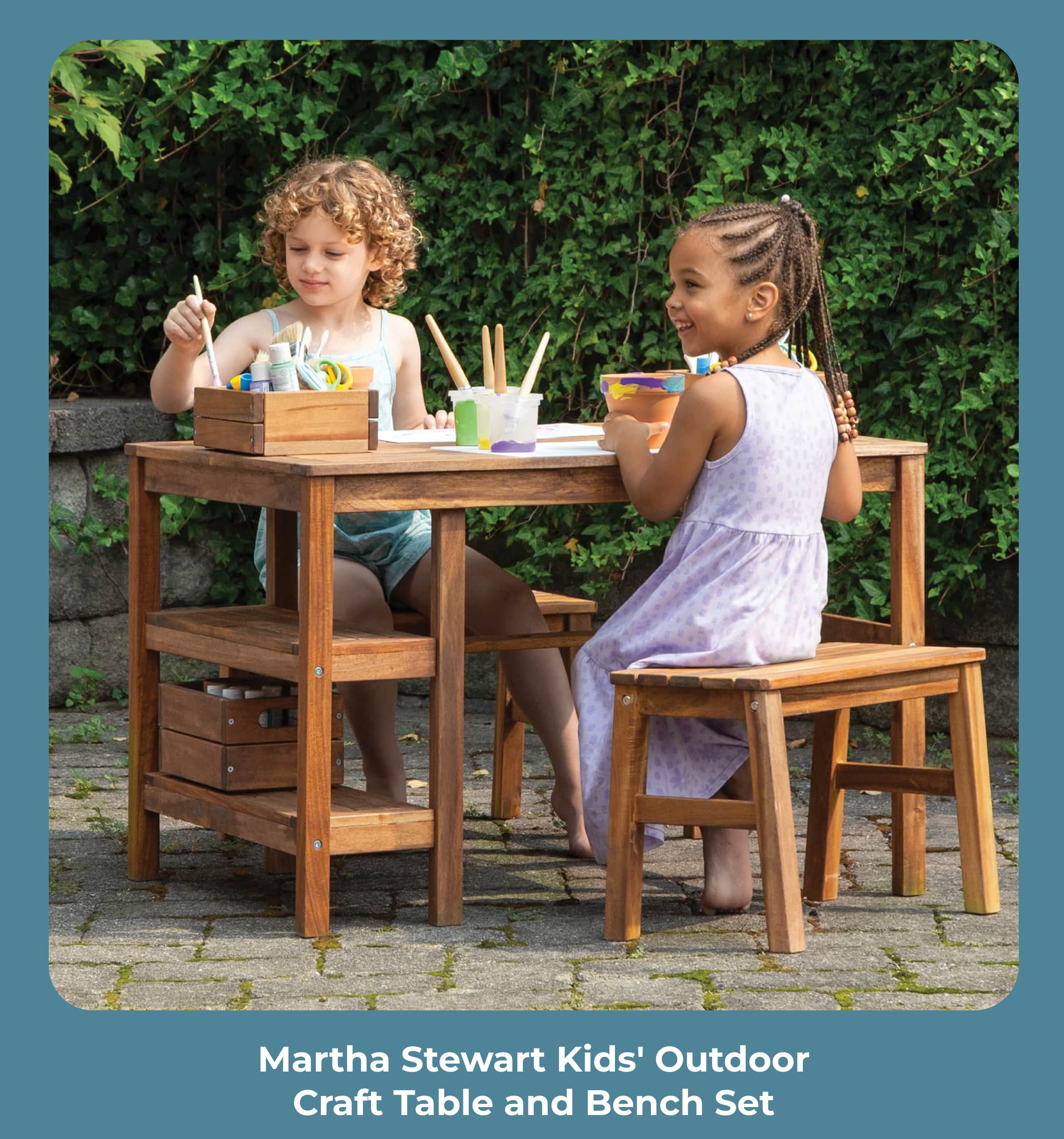 Martha Stewart Kids' Outdoor Craft Table and Bench Set