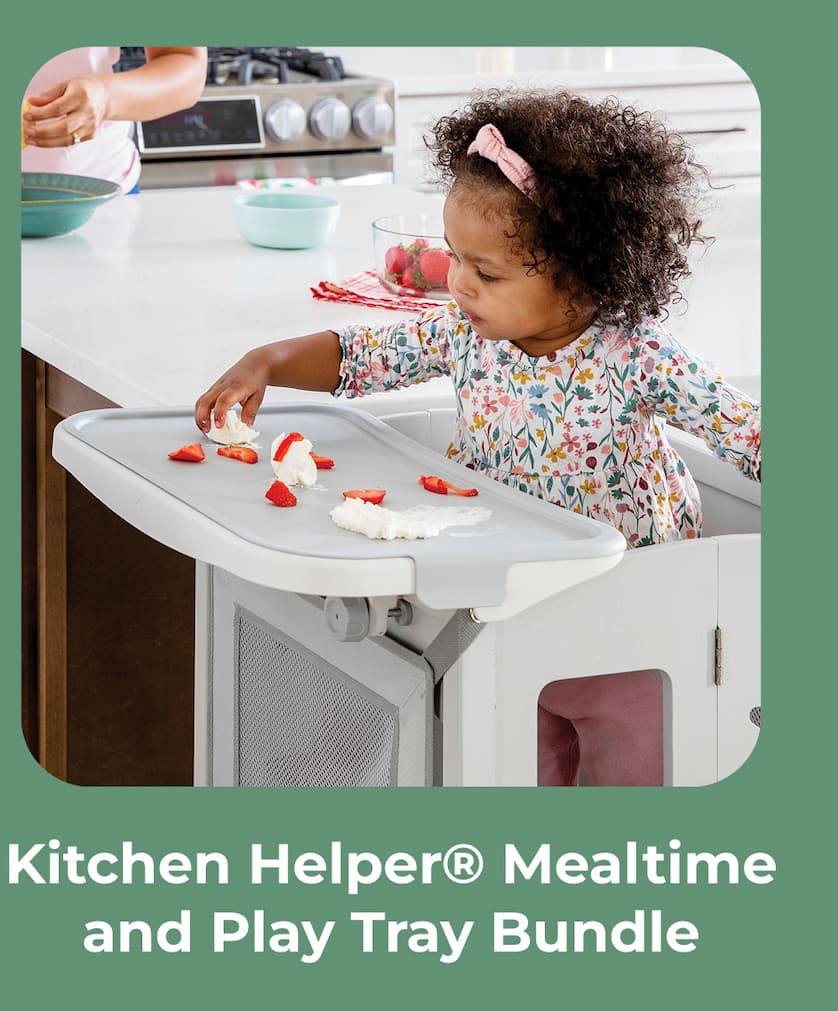 Classic Kitchen Helper Toddler Tower and Mealtime and Play Tray Bundle