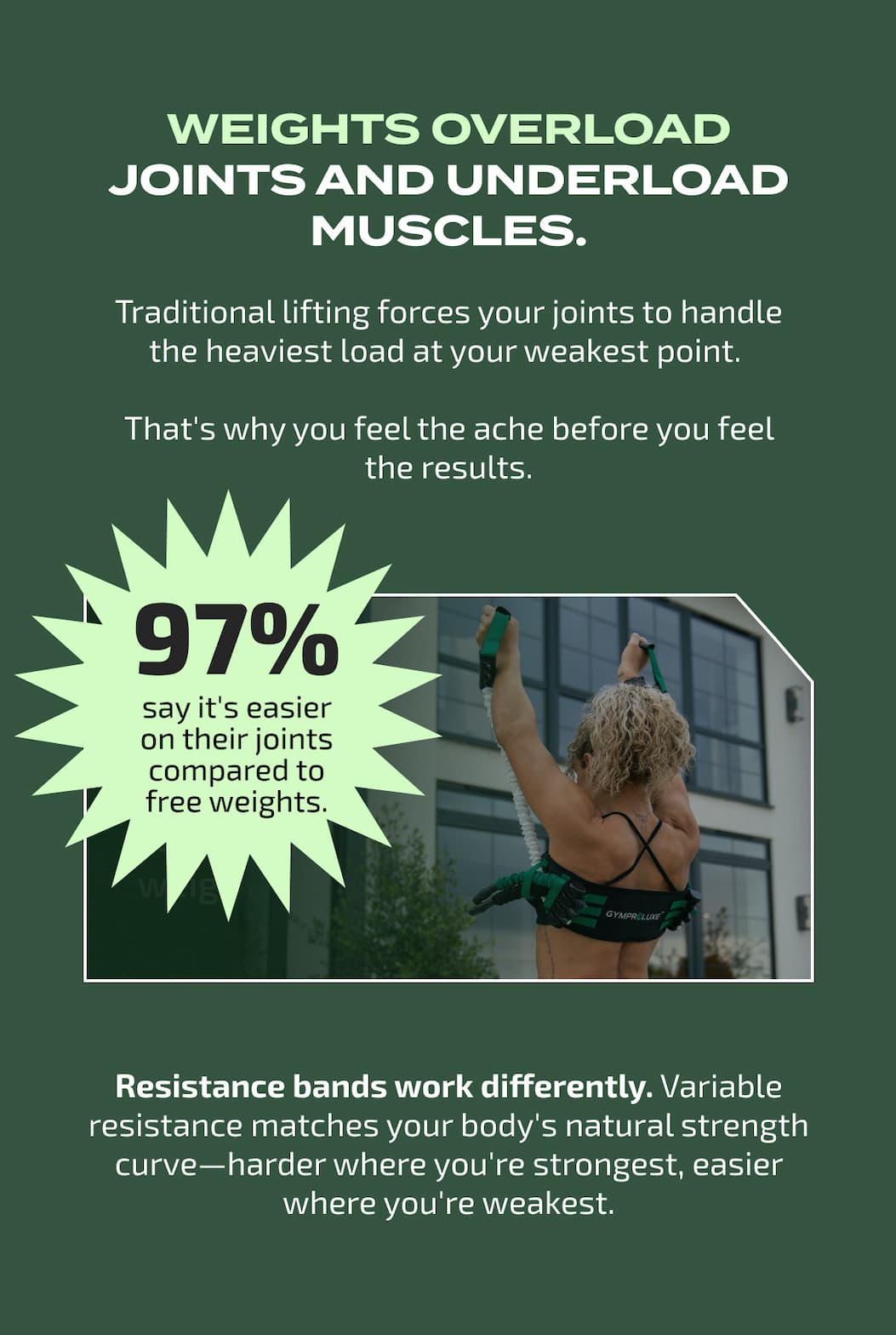 Weights overload joints and underload muscles.