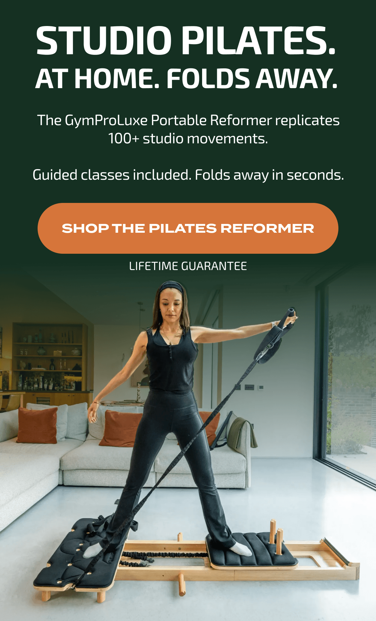 Studio Pilates.  At Home. Folds Away. | SHOP THE PILATES REFORMER