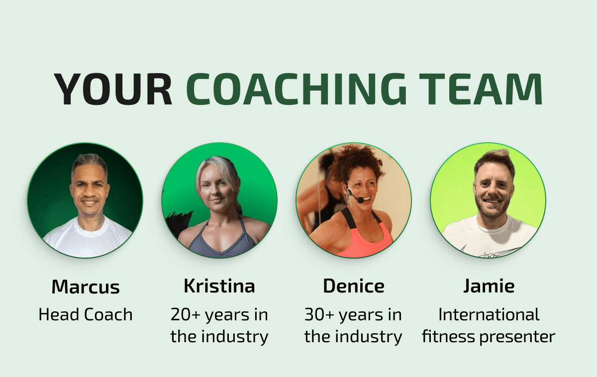 YOUR COACHING TEAM Marcus Head Coach Kristina 20+ years in the industry Denice 30+ years in the industry Jamie International fitness presenter