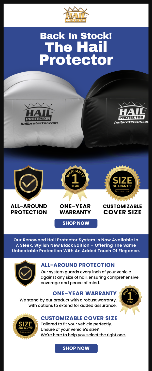 Back In Stock -- The New Black Hail Protector