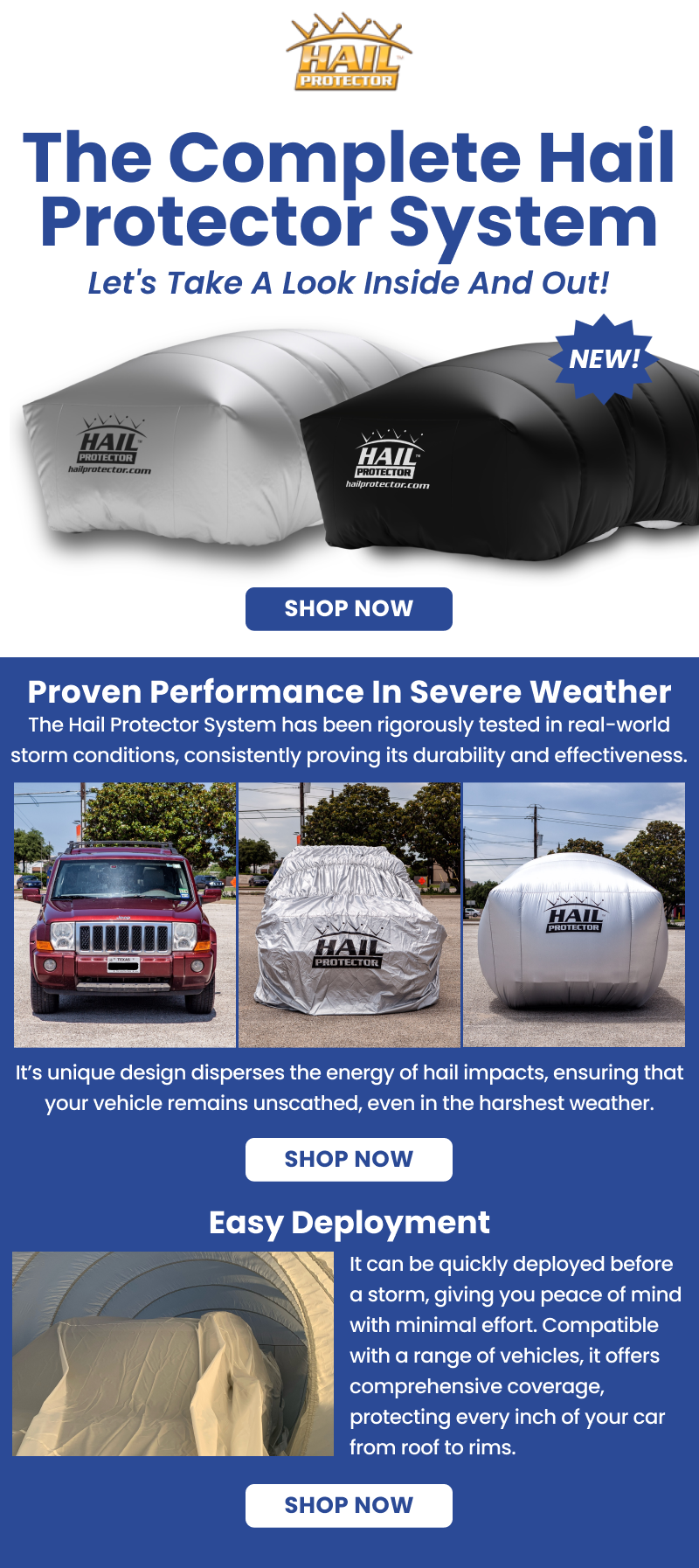 portable patented hail protector system