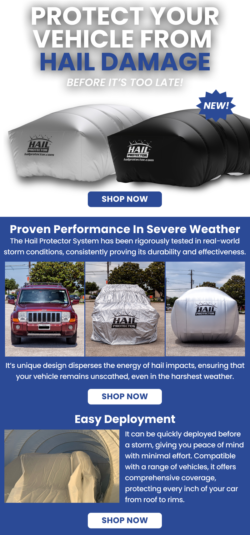 Fast and easy coverage with Hail Protector