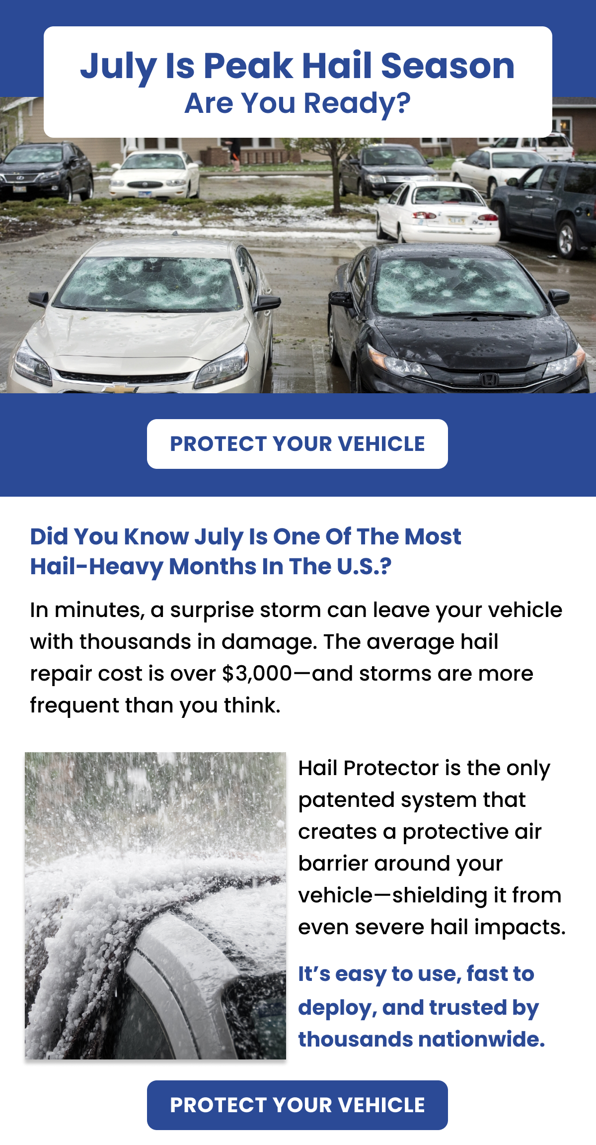 july is peak hail season - is your vehicle protected?