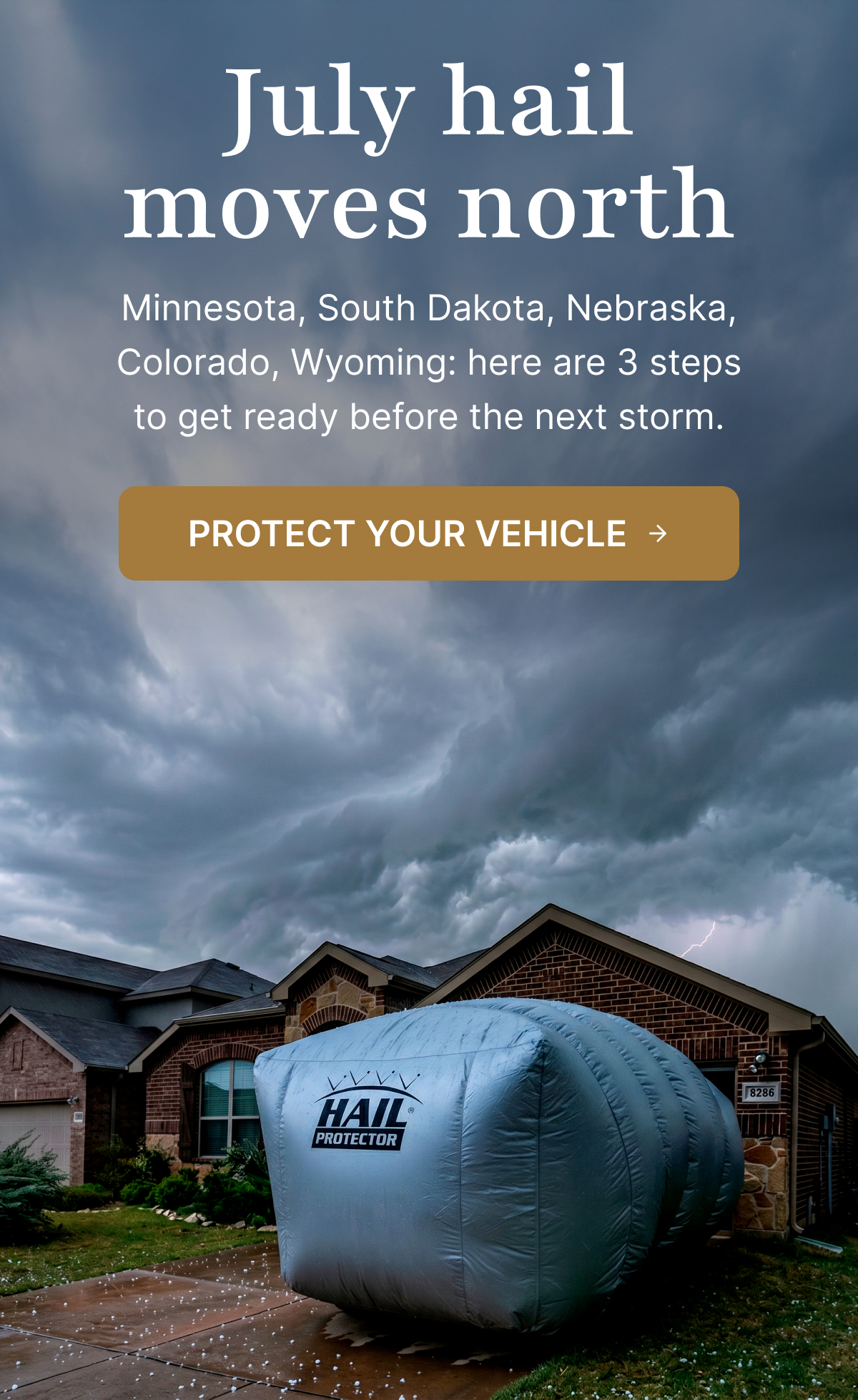 July hail moves north