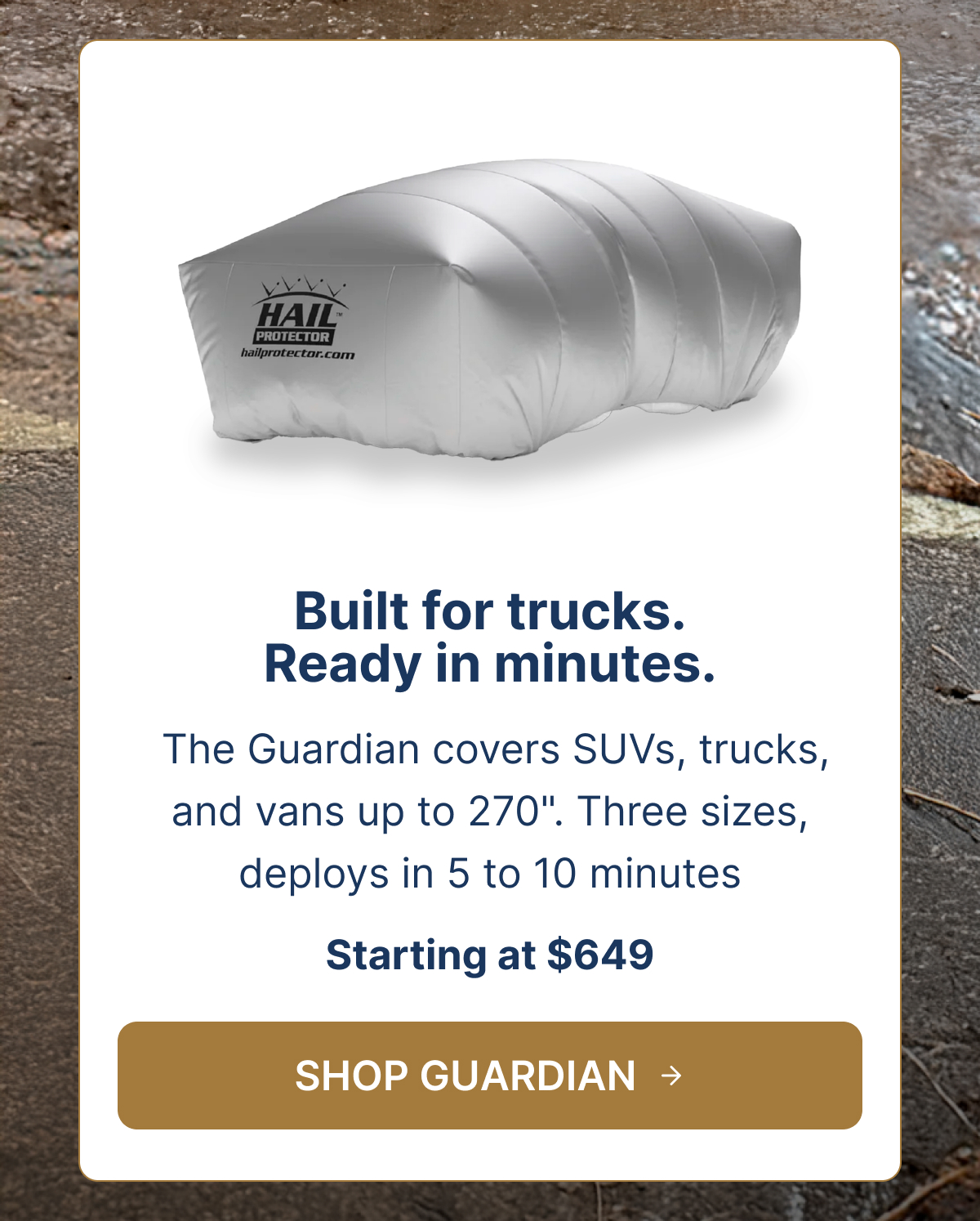 Built for trucks. Ready in minutes.
