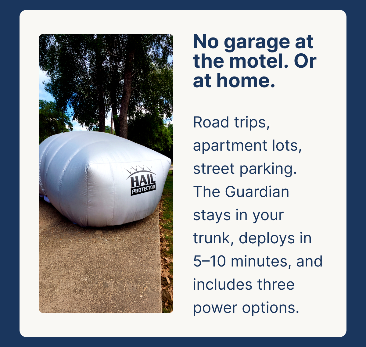 No garage at the motel. Or at home.