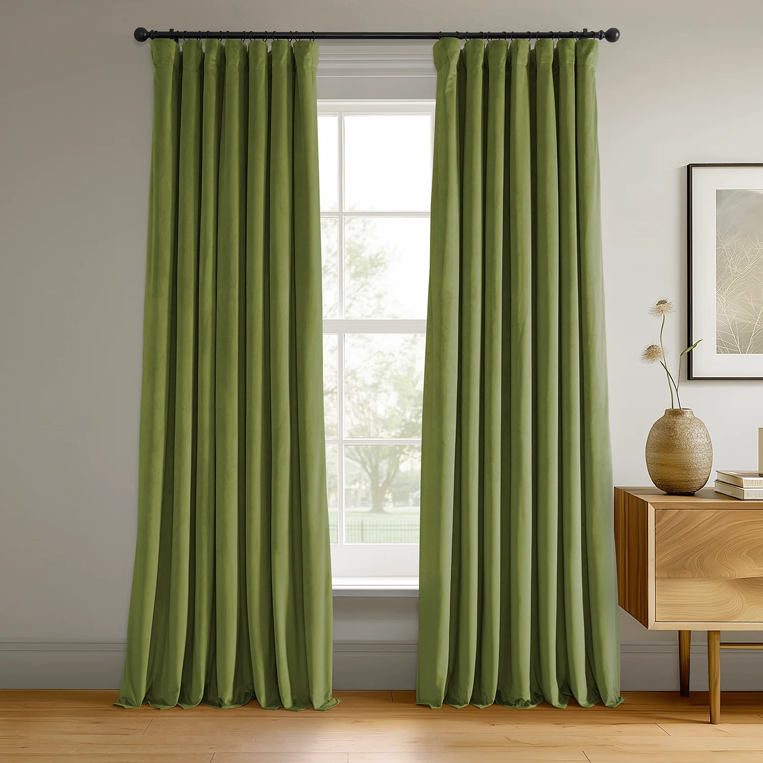 Image of Basque Green Signature Velvet Blackout Curtain