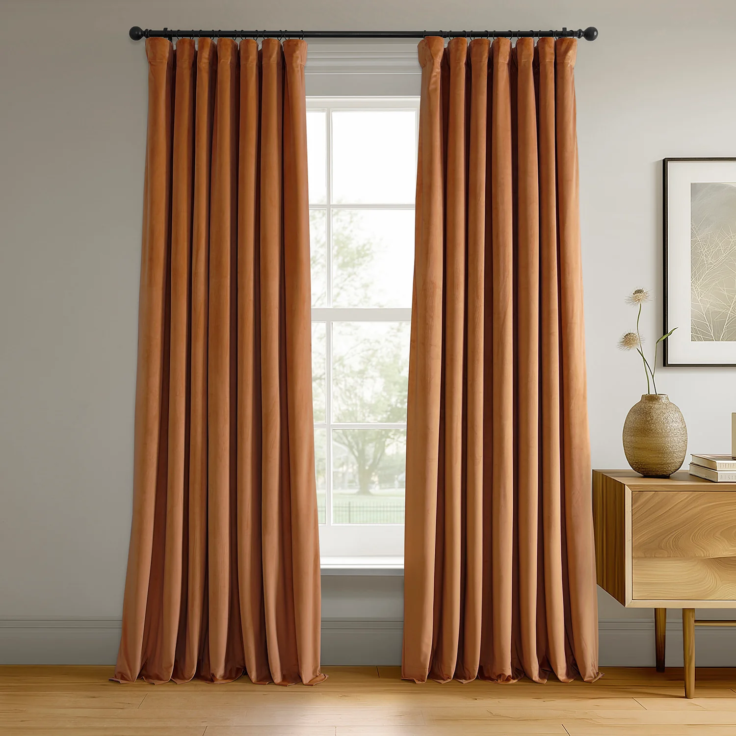 Image of Burnt Pumpkin Signature Velvet Blackout Curtain