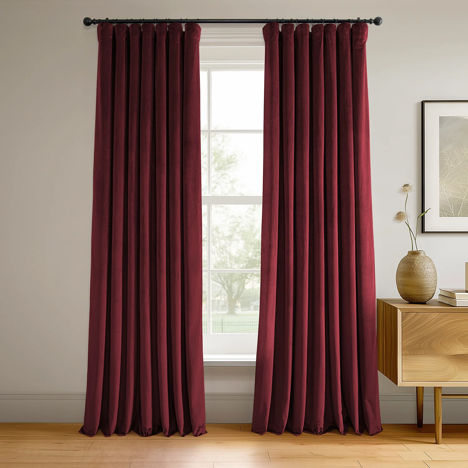 Image of Burgundy Signature Velvet Blackout Curtain