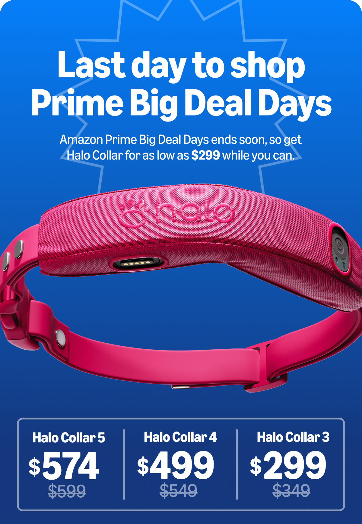 Ends soon: See Halo Collar deals inside. Amazon Prime Big Deal Days ends soon. Get discounts on all Halo Collars while you still can. 