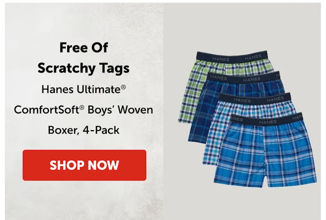 Hanes Ultimate ComfortSoft Boys’ Woven Boxer, 4-Pack
