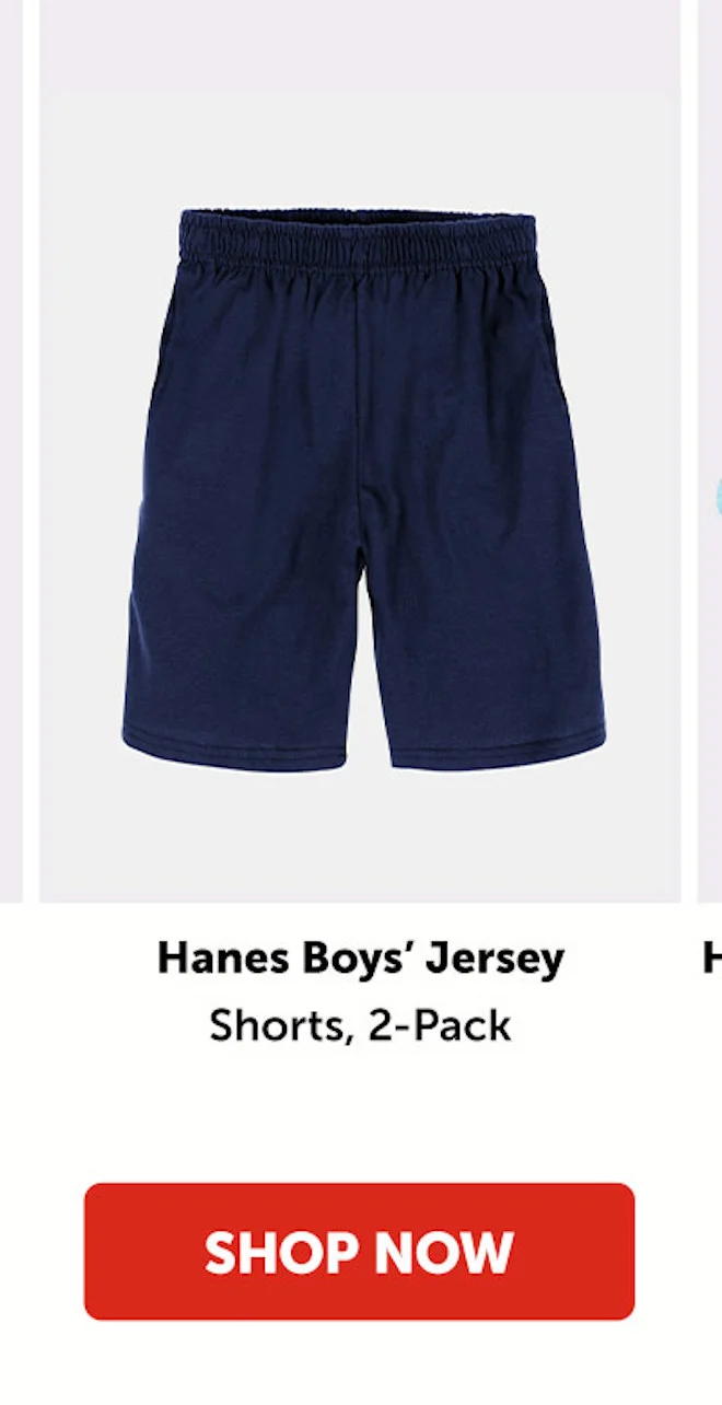 Hanes Boys’ Jersey Shorts, 2-Pack