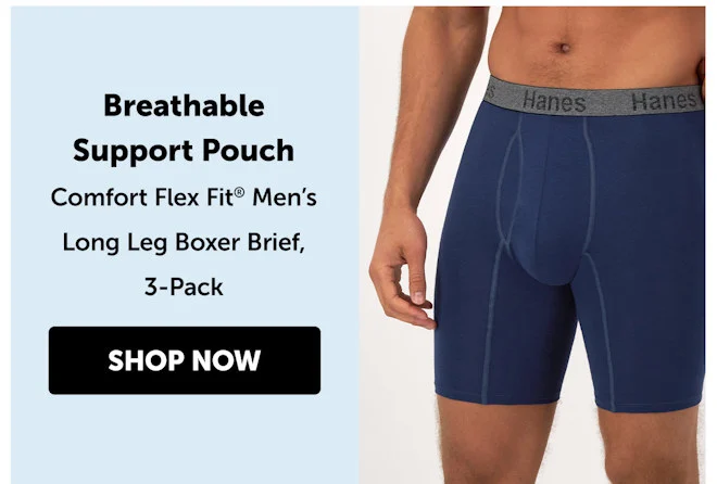 Comfort Flex Fit Men’s Long Leg Boxer Brief, 3-Pack