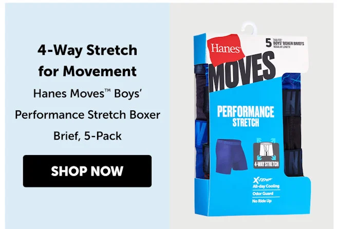 Hanes Moves Boys’ Performance Stretch Boxer Brief, 5-Pack