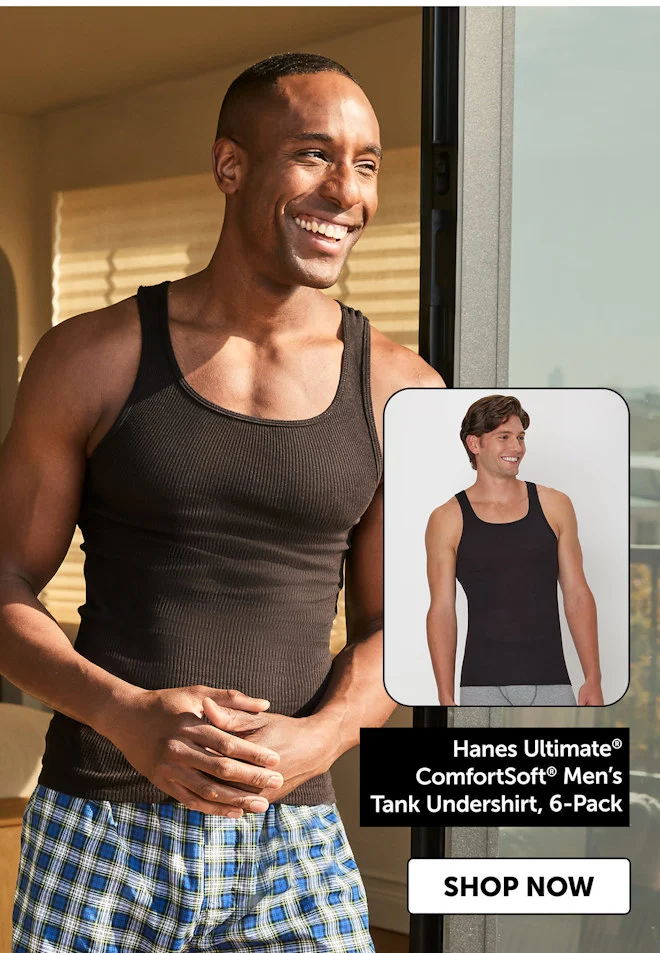 Hanes Ultimate ComfortSoft Men’s Tank Undershirt, 6-Pack