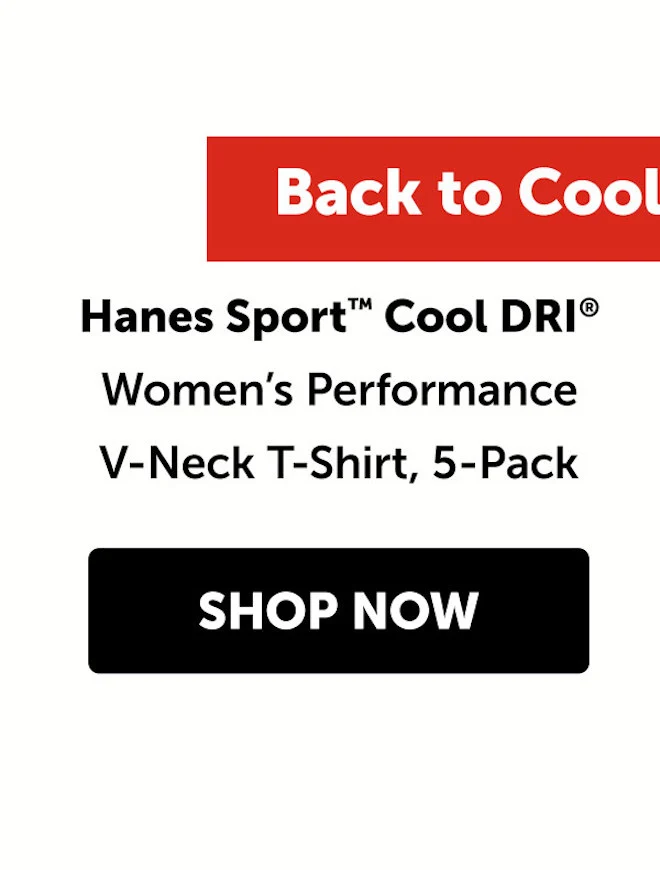 Hanes Sport Cool DRI Women’s Performance V-Neck T-Shirt, 5-Pack
