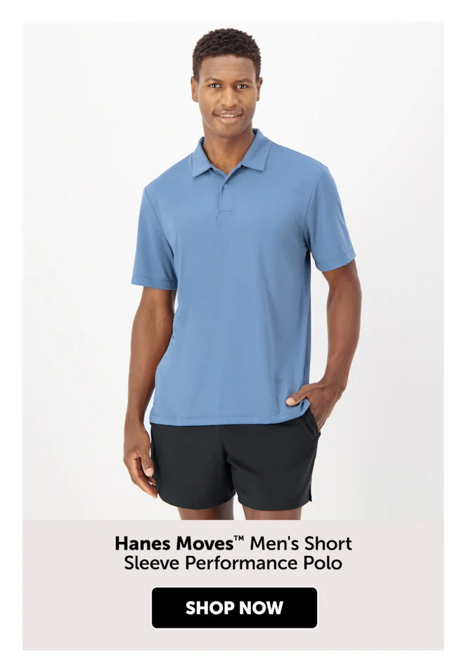 Hanes Moves Men’s Short Sleeve Performance Polo
