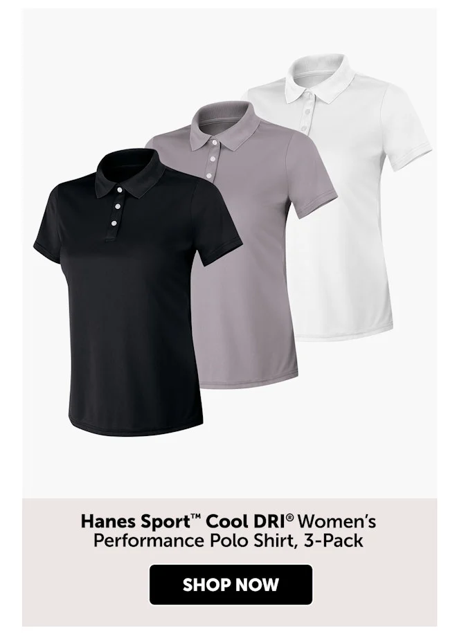 Hanes Sport Cool DRI Women’s Performance Polo Shirt, 3-Pack