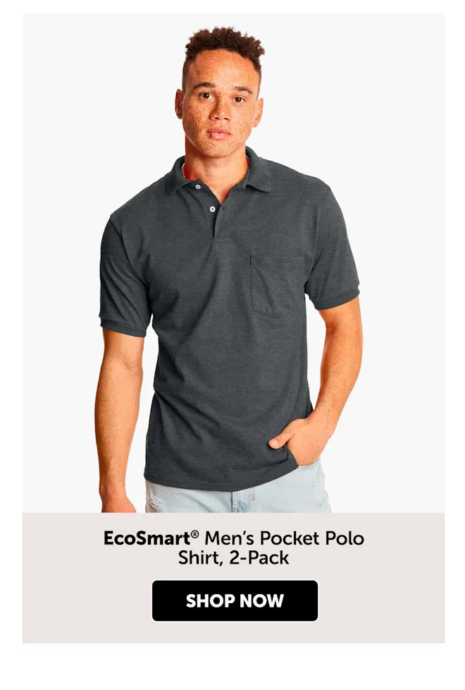 EcoSmart Men’s Pocket Polo Shirt, 2-Pack