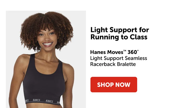 Hanes Moves 360° Light Support Seamless Racerback Bralette