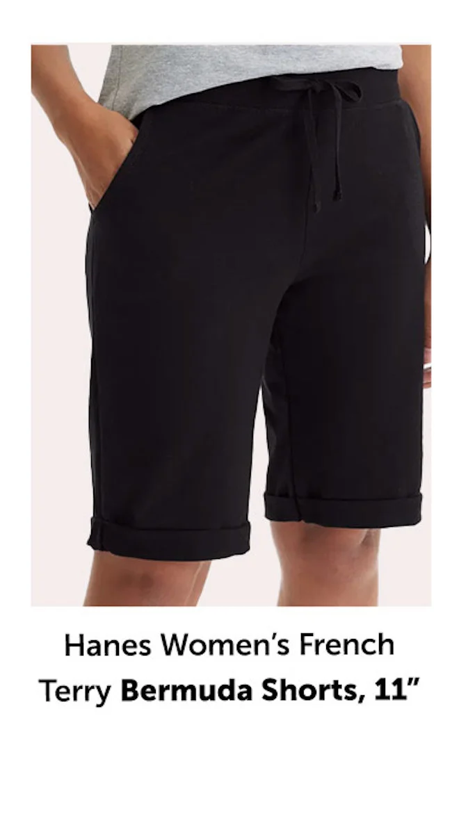 Hanes Women’s French Terry Bermuda Shorts, 11”
