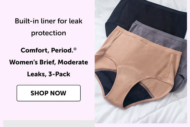Comfort, Period. Women’s Brief, Moderate Leaks, 3-Pack