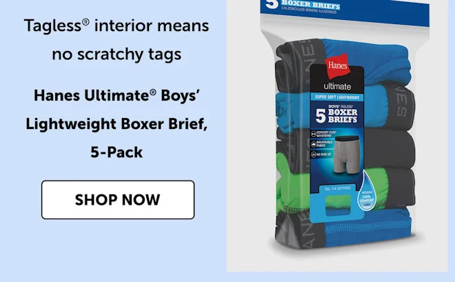 Hanes Ultimate Boys’ Lightweight Boxer Brief, 5-Pack