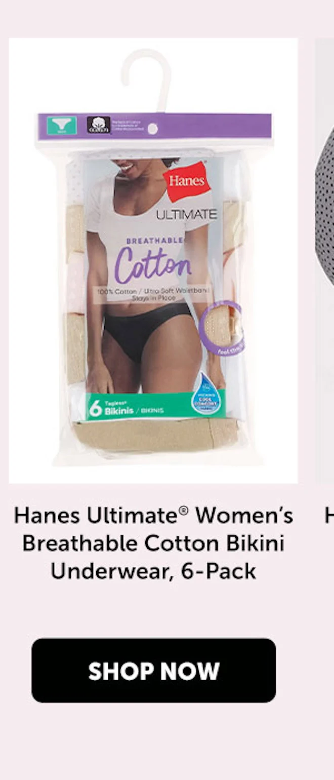 Hanes Ultimate Women’s Breathable Cotton Bikini Underwear, 6-Pack