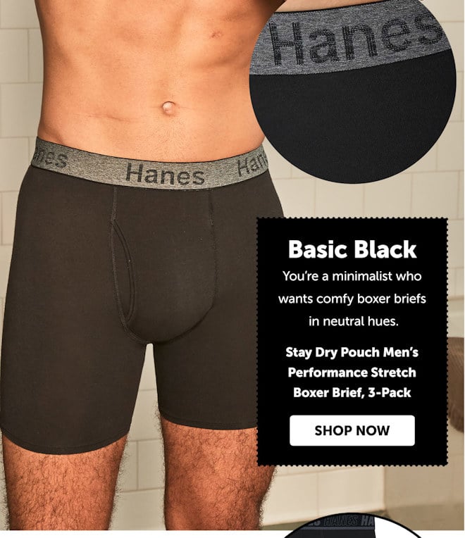Stay Dry Pouch Men’s Performance Stretch Boxer Brief, 3-Pack