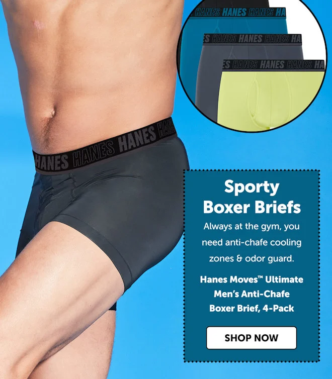 Hanes Moves Ultimate Men’s Anti-Chafe Boxer Brief, 4-Pack