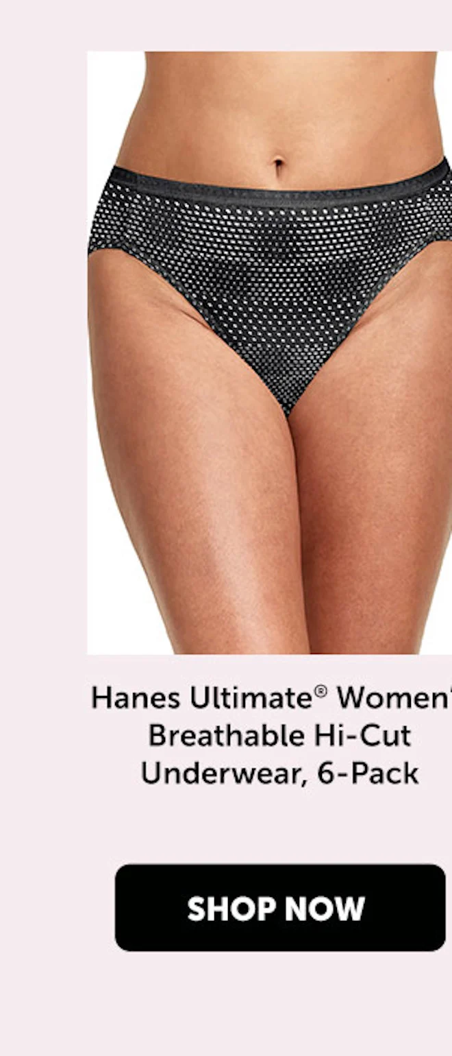 Hanes Ultimate Women’s Breathable Hi-Cut Underwear, 6-Pack