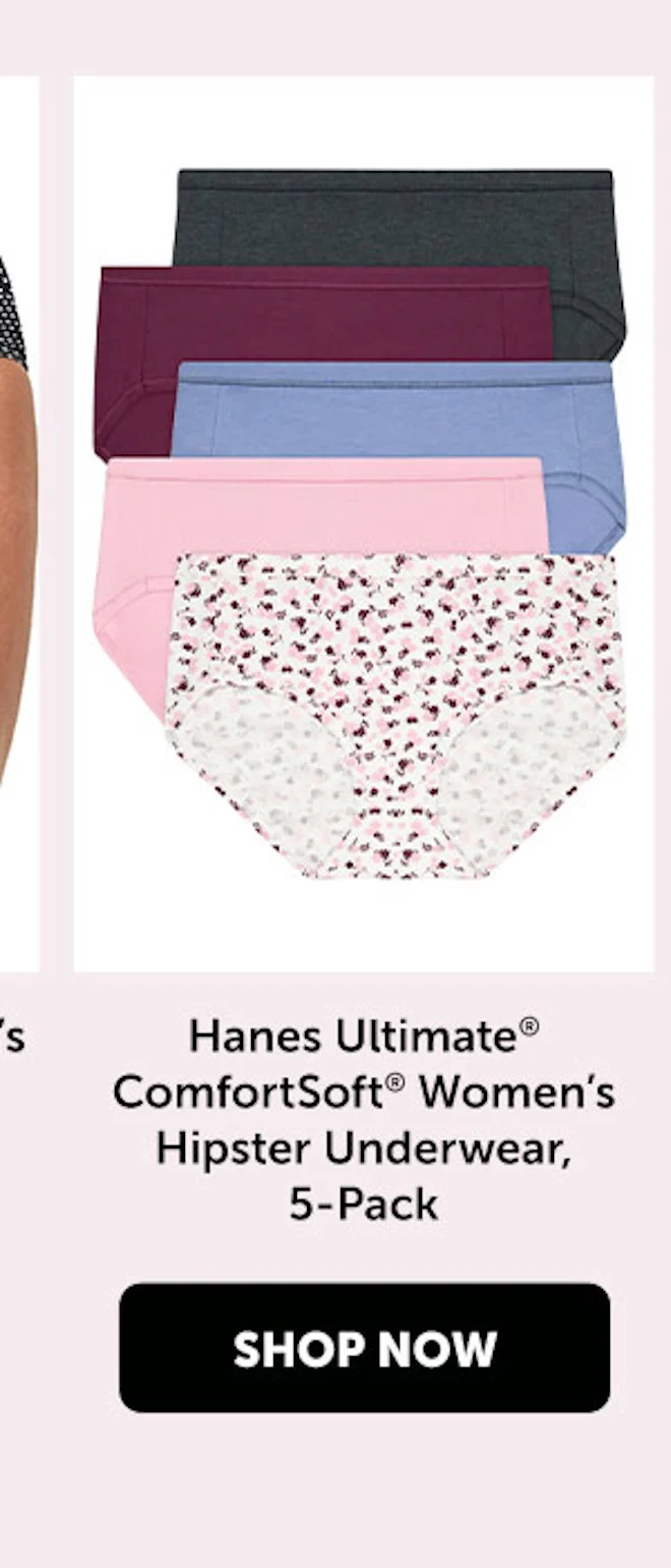 Hanes Ultimate ComfortSoft Women’s Hipster Underwear, 5-Pack