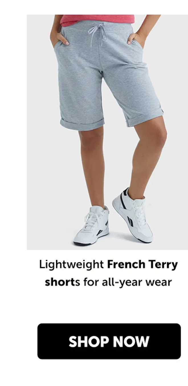Hanes Women’s French Terry Bermuda Shorts, 11”