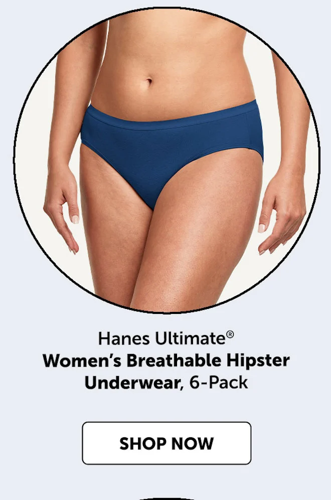 Hanes Ultimate Women’s Breathable Hipster Underwear, 6-Pack
