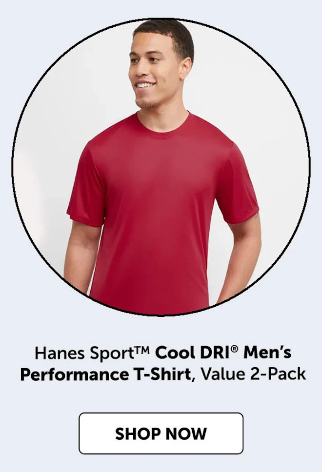 Hanes Sport Cool DRI Men’s Performance T-Shirt, Value 2-Pack
