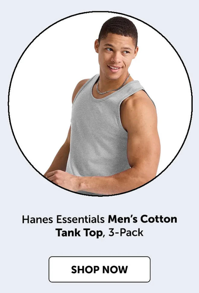 Hanes Essentials Men’s Cotton Tank Top, 3-Pack