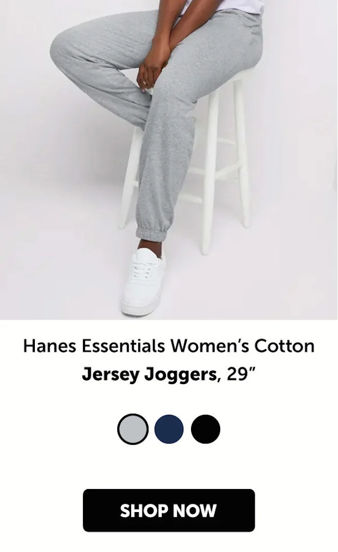 Hanes Essentials Women’s Cotton Jersey Joggers, 29”