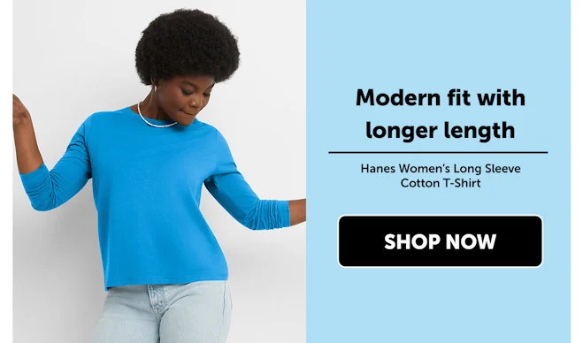 Hanes Women’s Long Sleeve Cotton T-Shirt