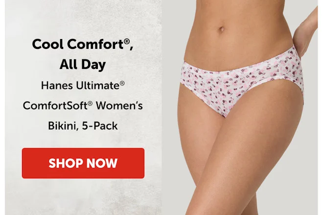 Hanes Ultimate ComfortSoft Women’s Bikini, 5-Pack