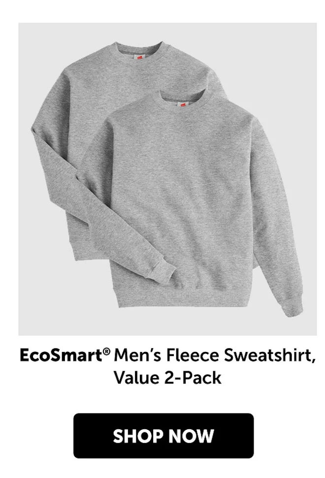 EcoSmart Men’s Fleece Sweatshirt, Value 2-Pack