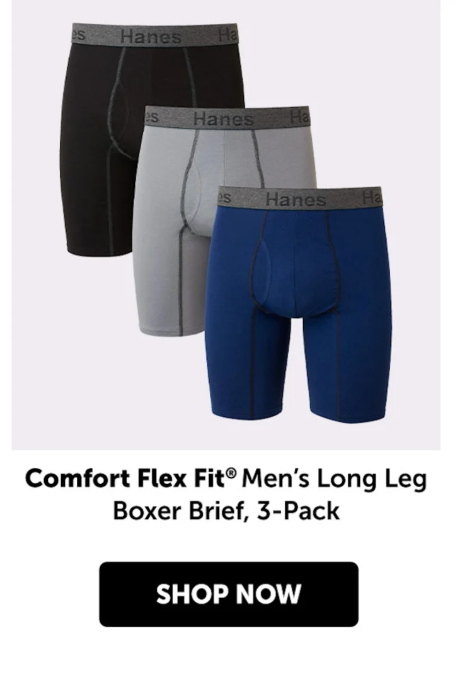 Comfort Flex Fit® Men’s Long Leg Boxer Brief, 3-Pack