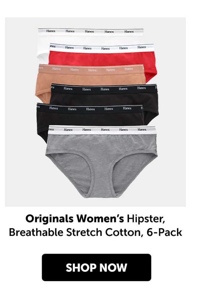 Originals Women’s Hipster, Breathable Stretch Cotton, 6-Pack